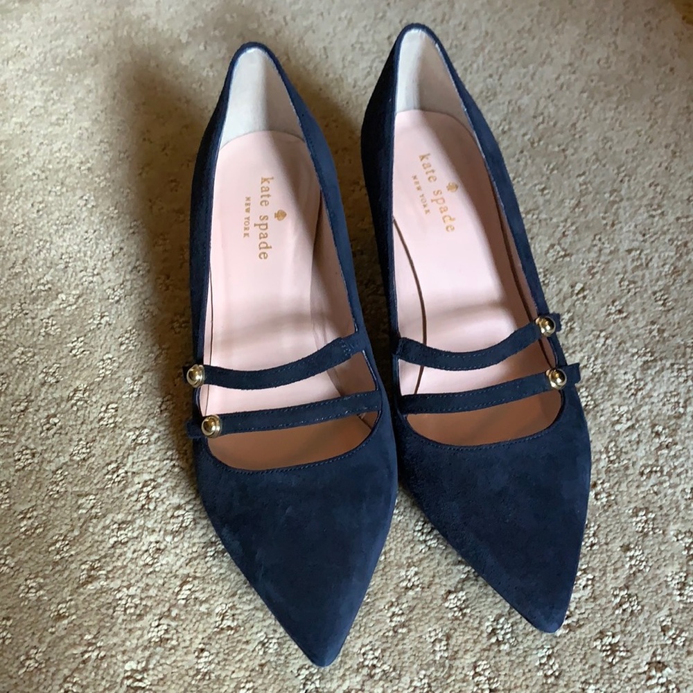 Kate Spade Navy Blue Suede Heels